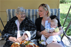 A quiet moment with great grandmother Coppock